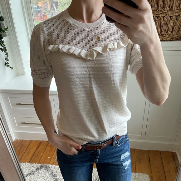 LOFT Sweaters - Loft ruffle puff sleeve sweater tee